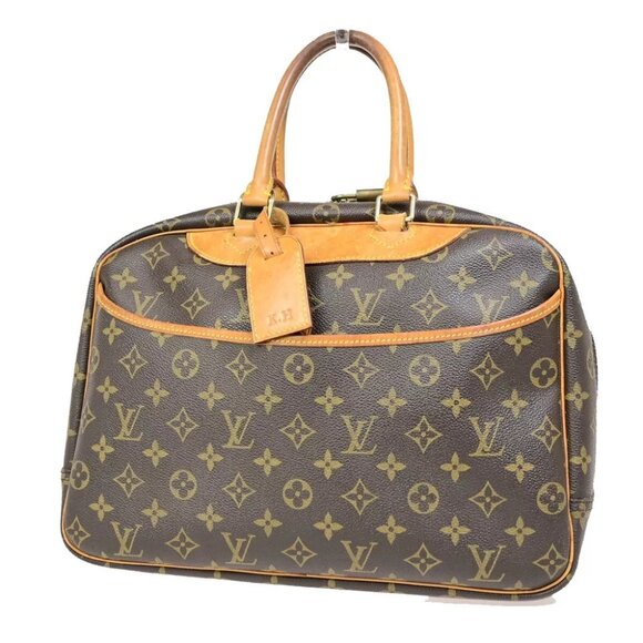 LOUIS VUITTON LV Logo Deauville Hand Bag Monogram Leather Brown - Picture 1 of 16